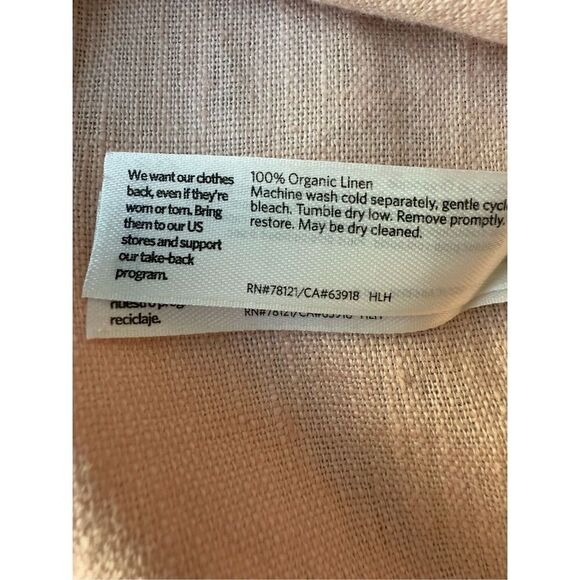 Eileen Fisher 100% Organic Linen Bateau Neck Short Sleeve Patch Pocket Shift Dre - Picture 8 of 11